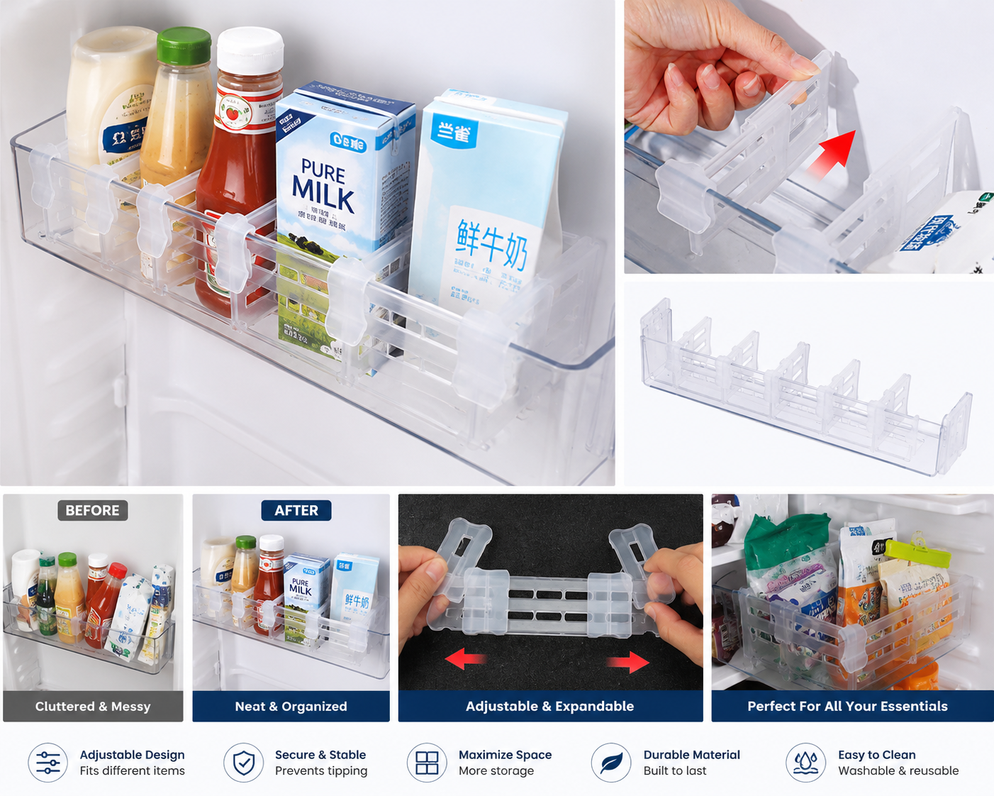 Premium Adjustable Refrigerator Organizer