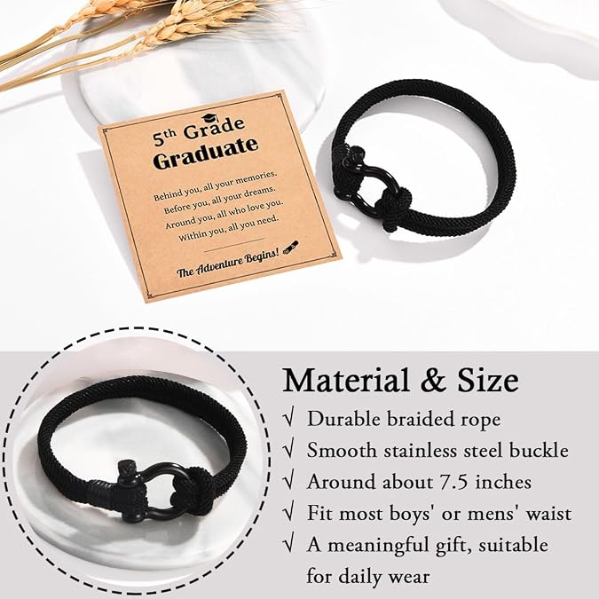 CAPTAIN 4mm Nautical Clasp Bracelet - Black