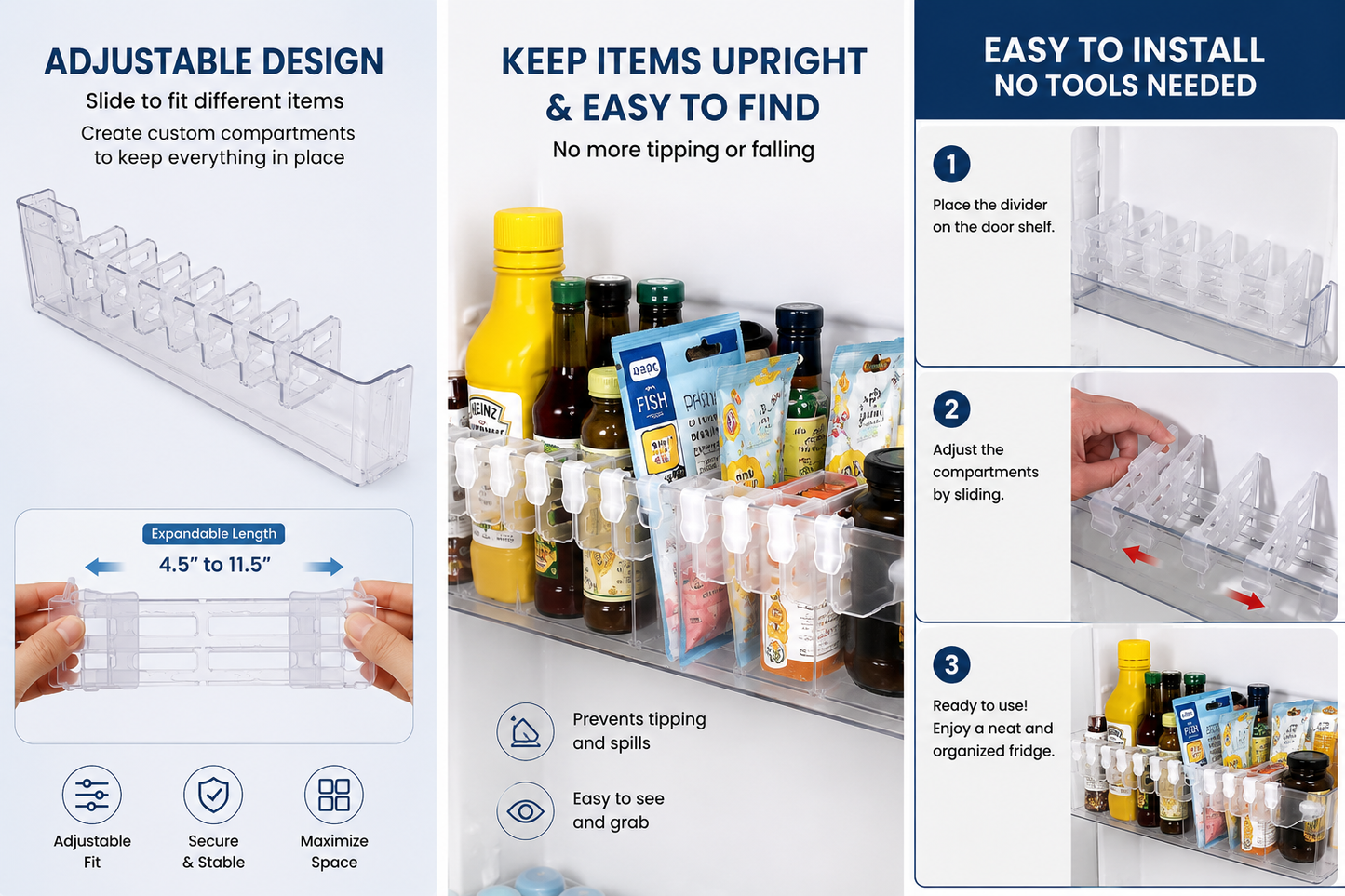 Premium Adjustable Refrigerator Organizer
