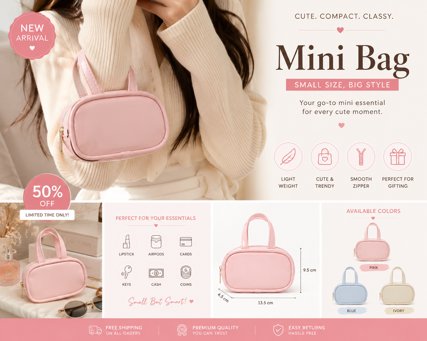 🌸 Mini Charm Keychain Cosmetic Bag 🎀✨