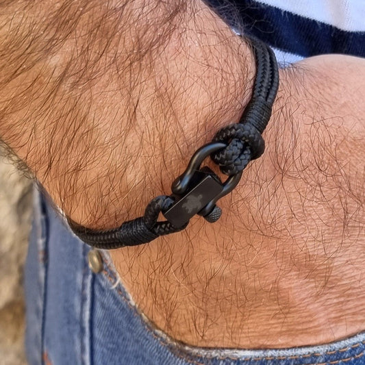 CAPTAIN 4mm Nautical Clasp Bracelet - Black